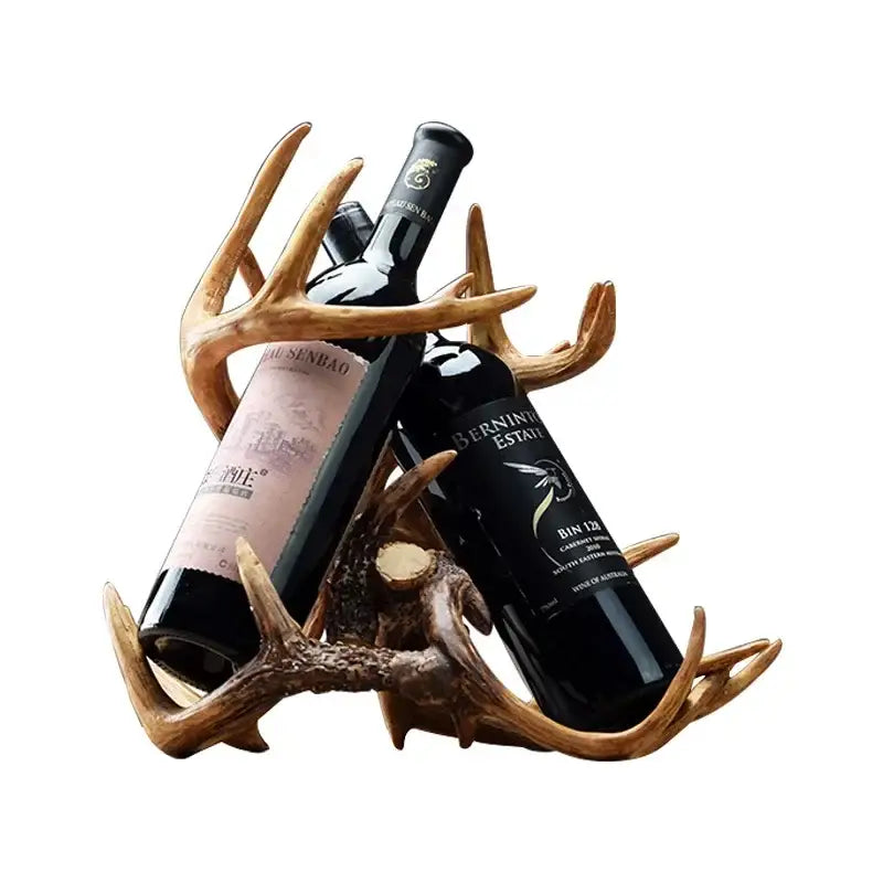 Rustic natural resin buckhorn wine holder dining room antler rack