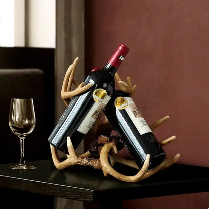 Rustic natural resin buckhorn wine holder dining room antler rack