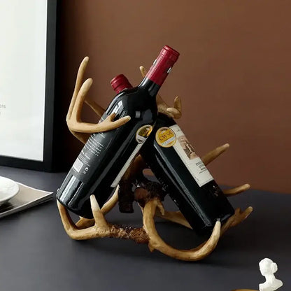 Rustic natural resin buckhorn wine holder dining room antler rack