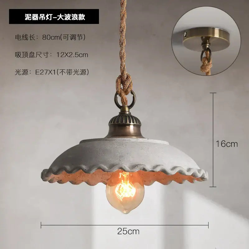 Rustic off white ceramic pendant light kitchen twisted rope trio