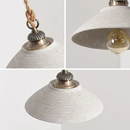 Rustic off white ceramic pendant light kitchen twisted rope trio