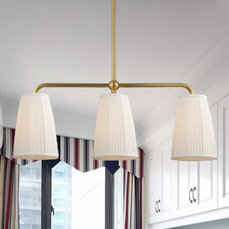 DecorBites™ Rustic Pleated Fabric Pendant Chandelier in Gold - 3/6 Bulbs - Hanging Light for Dining Table