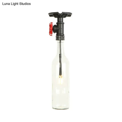 DecorBites™ Rustic Single Light Semi Flushmount with Glass Shade - Bottle Design