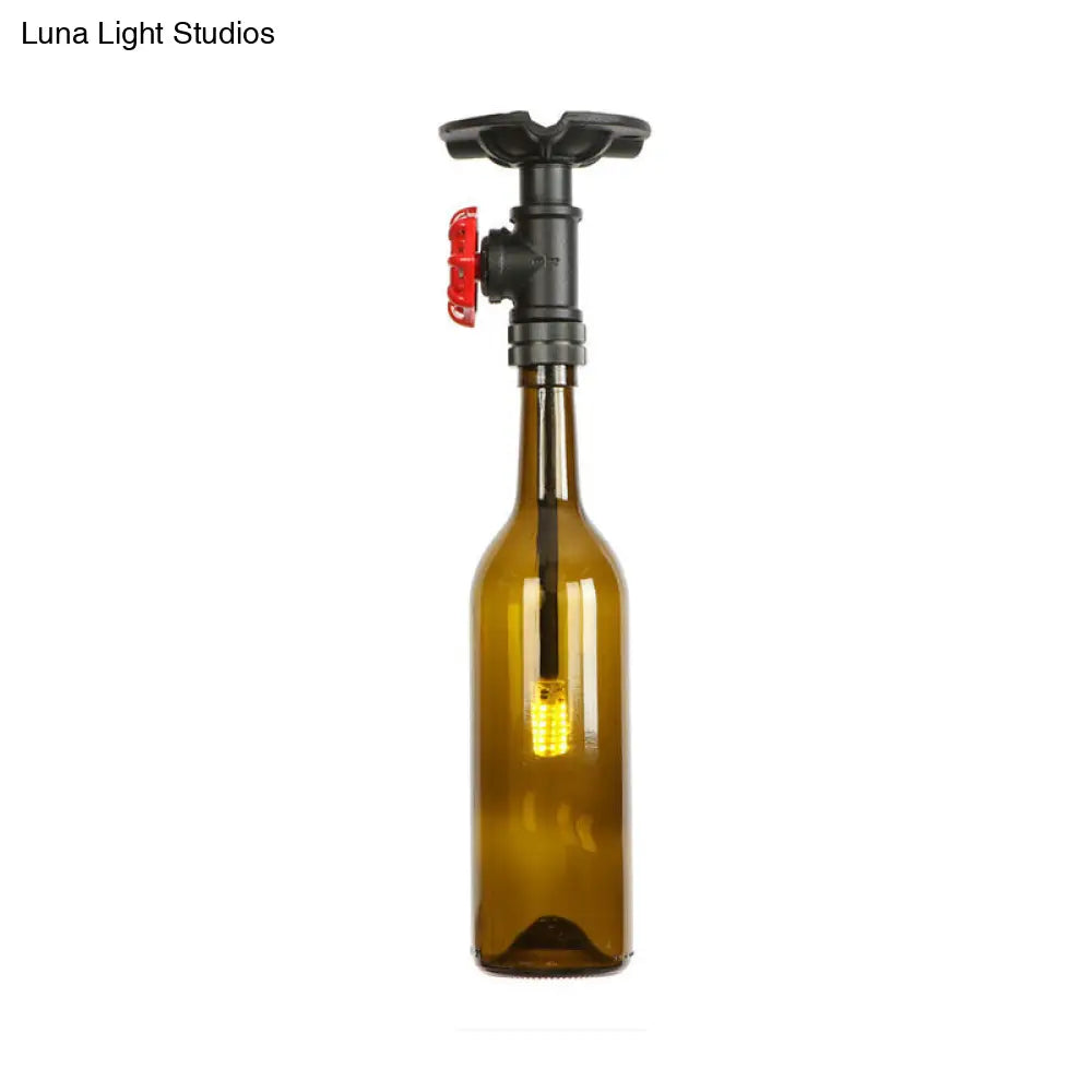 DecorBites™ Rustic Single Light Semi Flushmount with Glass Shade - Bottle Design