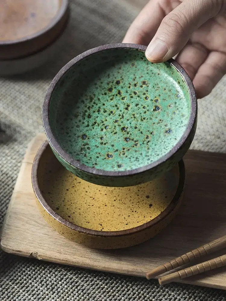 Rustic speckled ceramic sauce dishes dining room snack plates