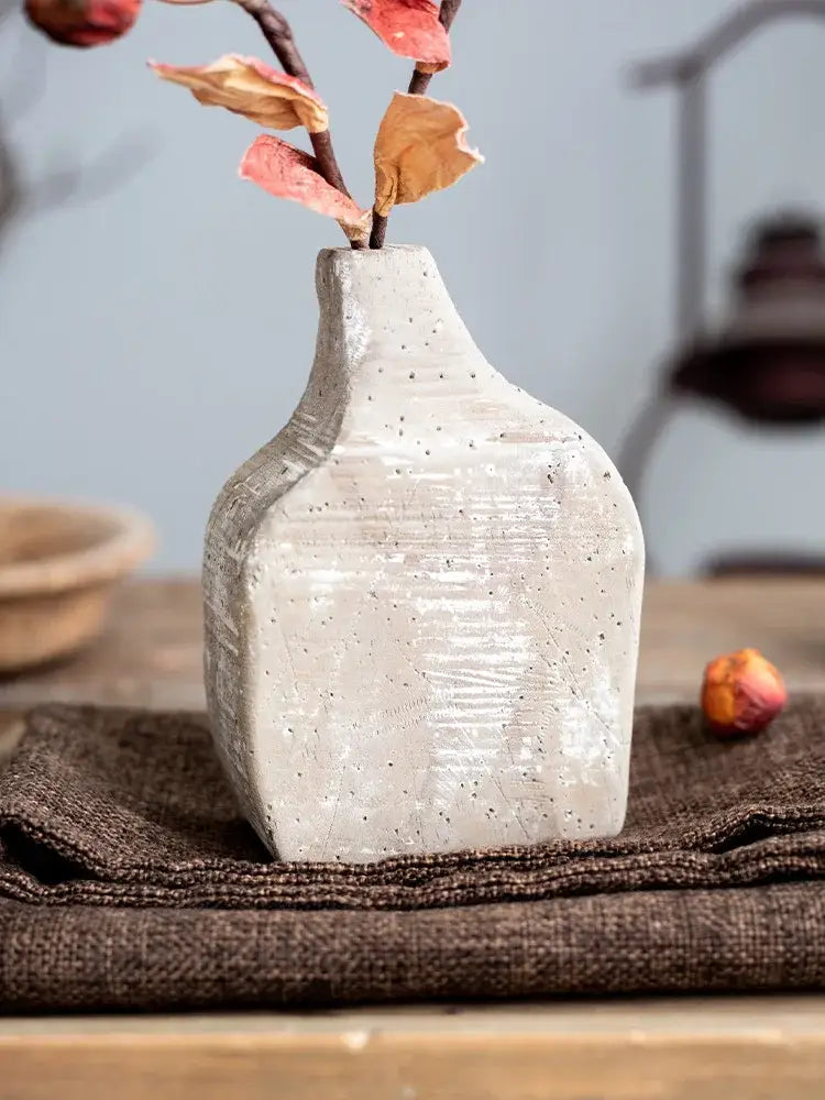 Rustic speckled gray hydroponic vases living room garden rattan decor