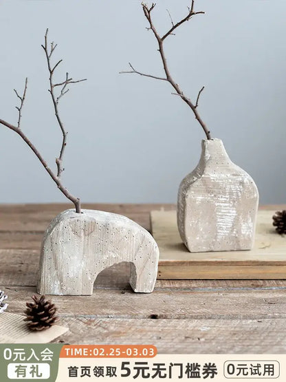 Rustic speckled gray hydroponic vases living room garden rattan decor