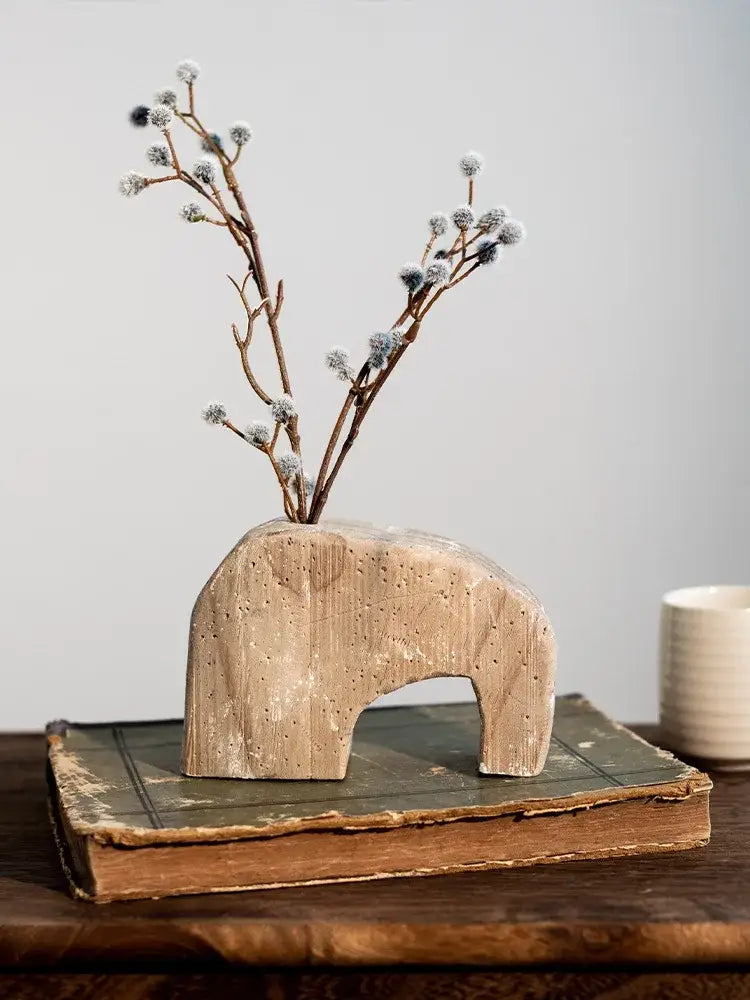 Rustic speckled gray hydroponic vases living room garden rattan decor