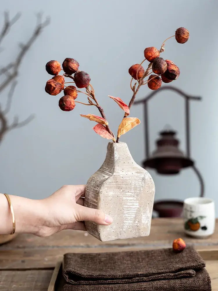Rustic speckled gray hydroponic vases living room garden rattan decor