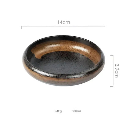 Rustic speckled white & black ceramic kimchi plate dining room dish