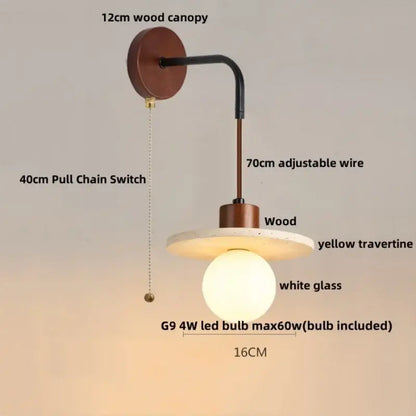 Rustic white concrete and wood wall light fixture bedroom sconce