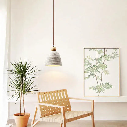 Rustic white concrete cement pendant light dining room wood detail
