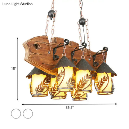 Rustic wood and glass island lamp dining room chandelier