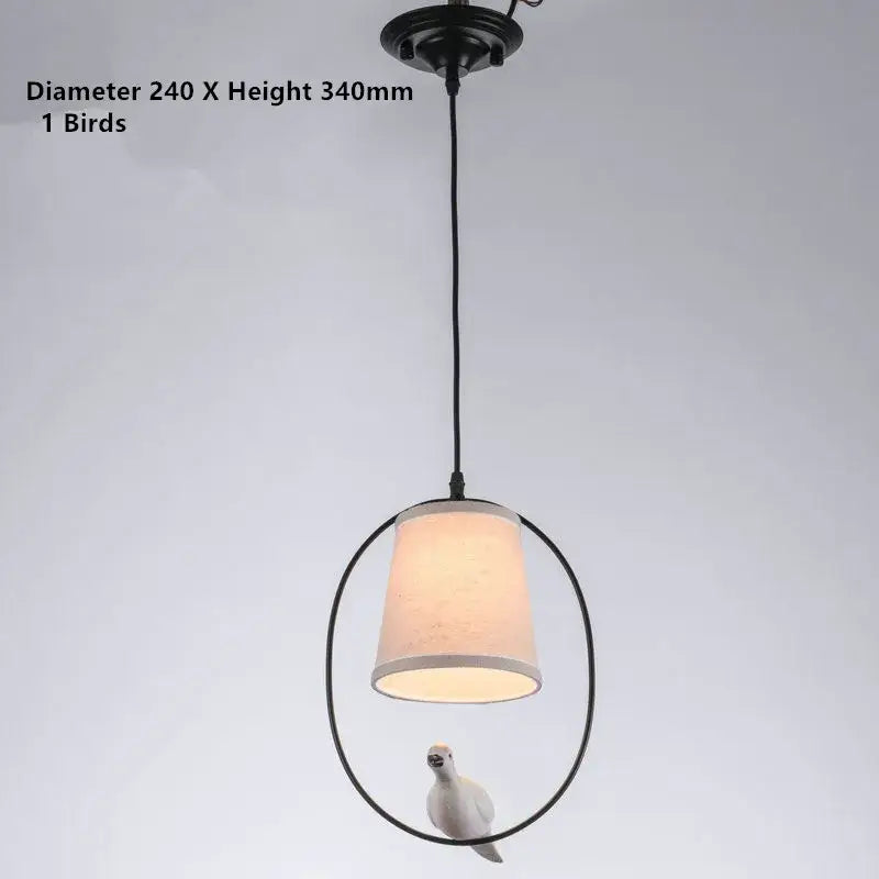 Rustic wood and iron bird lamp dining room chandelier
