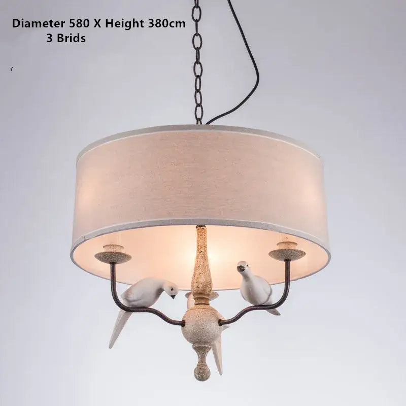 Rustic wood and iron bird lamp dining room chandelier