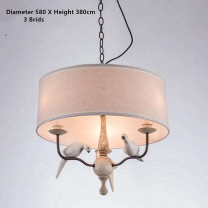 Rustic wood and iron bird lamp dining room chandelier