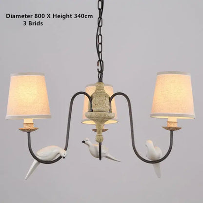Rustic wood and iron bird lamp dining room chandelier