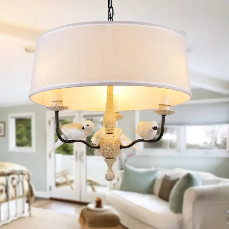 Rustic wood and iron bird lamp dining room chandelier