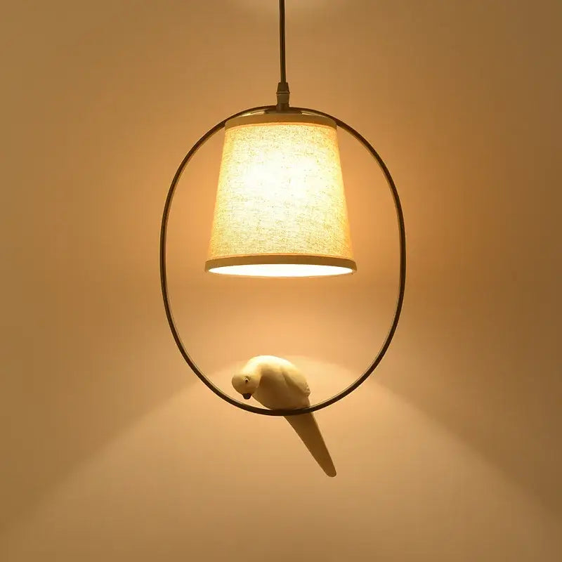 Rustic wood and iron bird lamp dining room chandelier