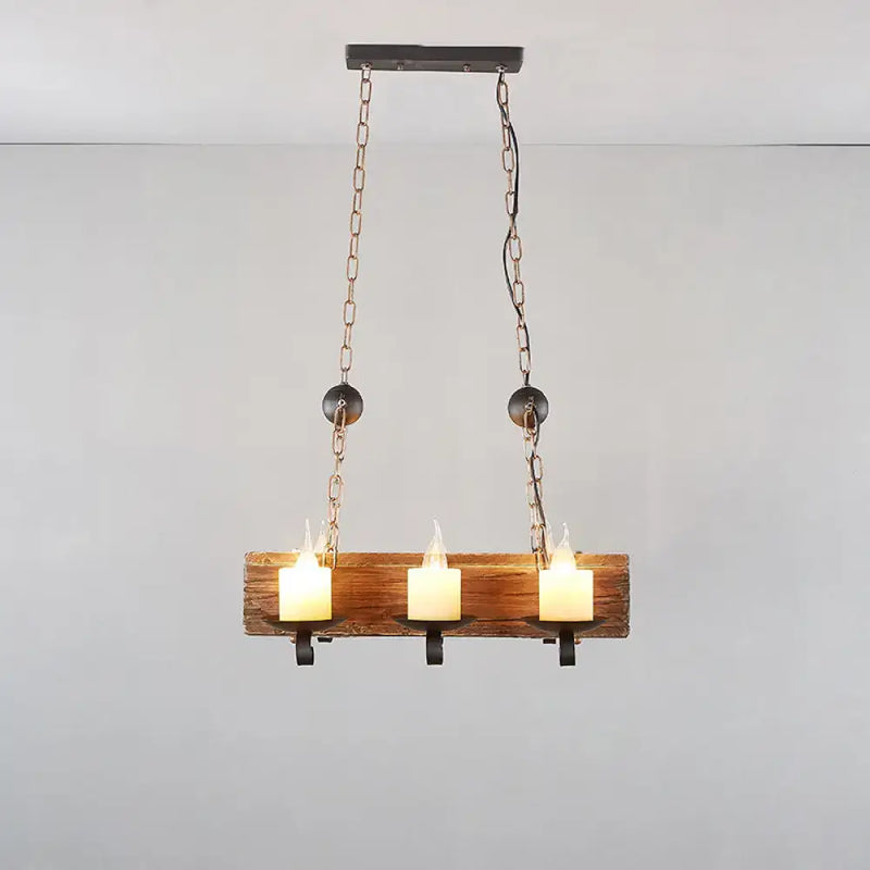 Rustic wood candelabra pendant light for dining room