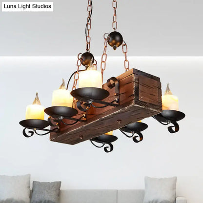 Rustic wood design candle pendant light dining room 220v-240v
