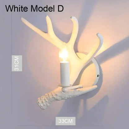 Rustic wood finish deer antler chandelier dining room light