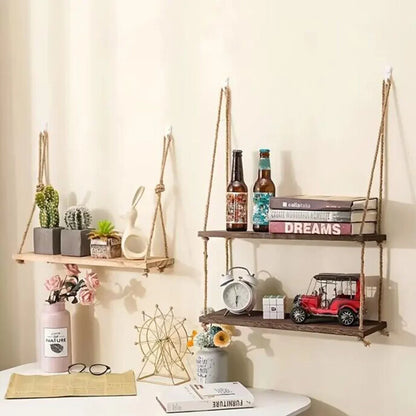 DecorBites™ Rustic Wood Floating Wall Shelves - Set of 3