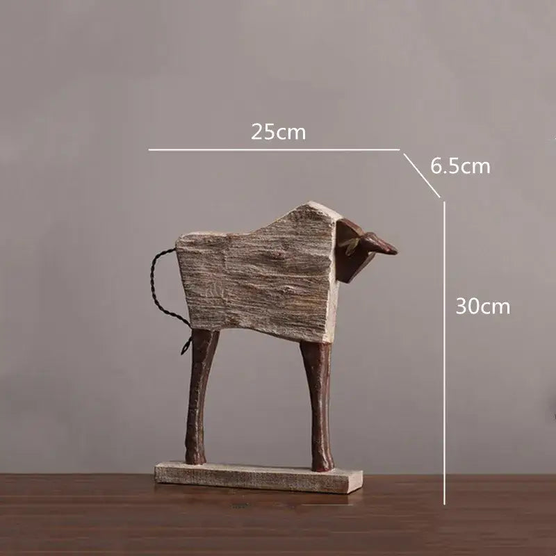 Rustic wood grain horse sculpture living room animal figurine