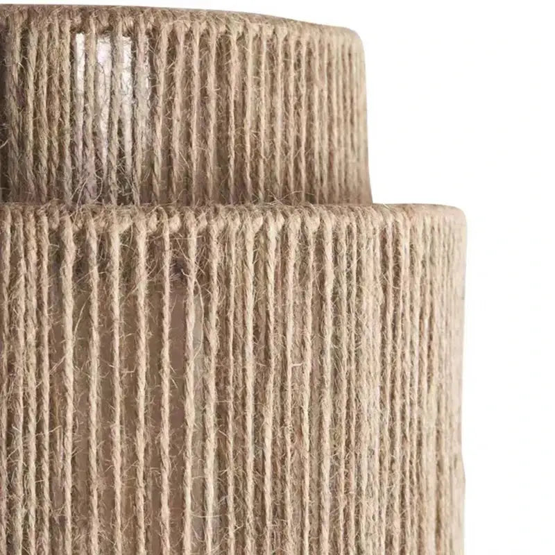 Rustic woven hemp rope wall lights bedroom tiered sconce