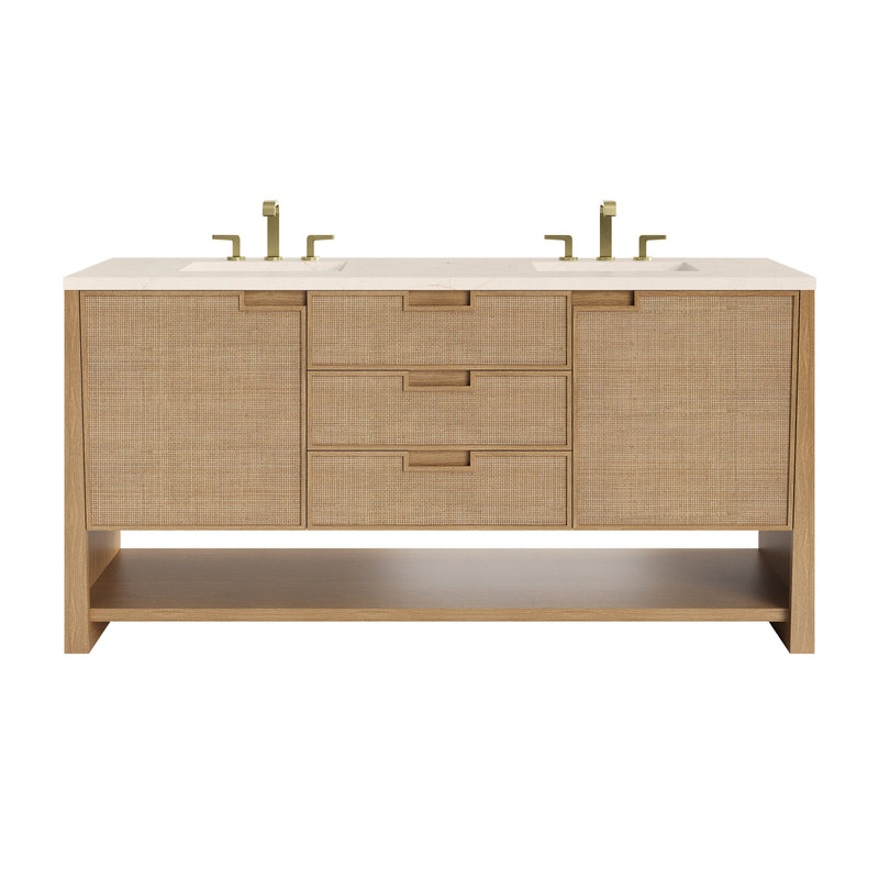 James Martin Solene 72" Double Bathroom Vanity, Seaside Oak