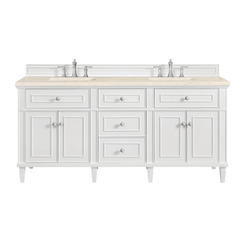 James Martin Lorelai 72" Double Bathroom Vanity, Bright White