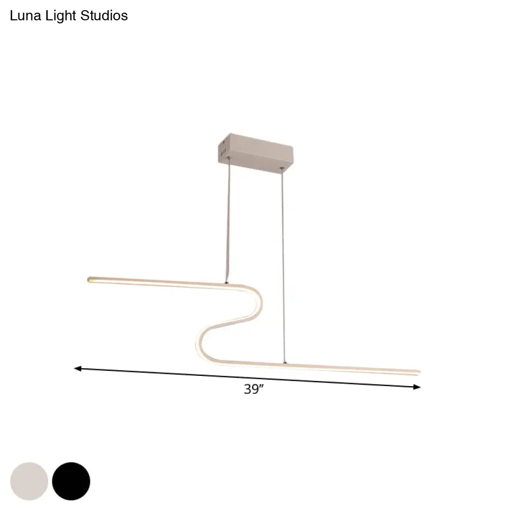 DecorBites™ S-Shape Island Pendant Metal Ceiling Lamp in Warm/White Light - Modern Design
