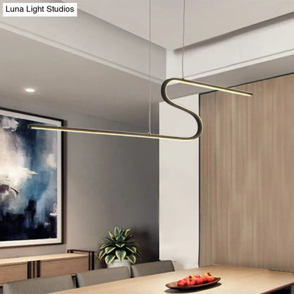 DecorBites™ S-Shape Island Pendant Metal Ceiling Lamp in Warm/White Light - Modern Design