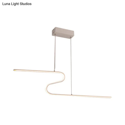 DecorBites™ S-Shape Island Pendant Metal Ceiling Lamp in Warm/White Light - Modern Design