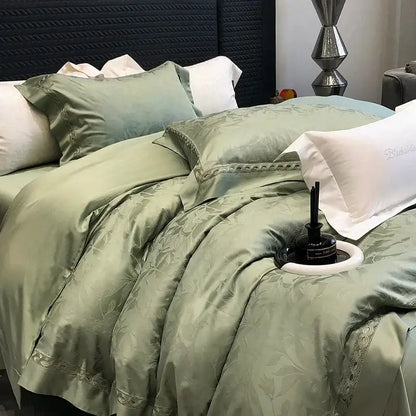 Sage green 1000tc lyocell cotton bedding set bedroom floral lace