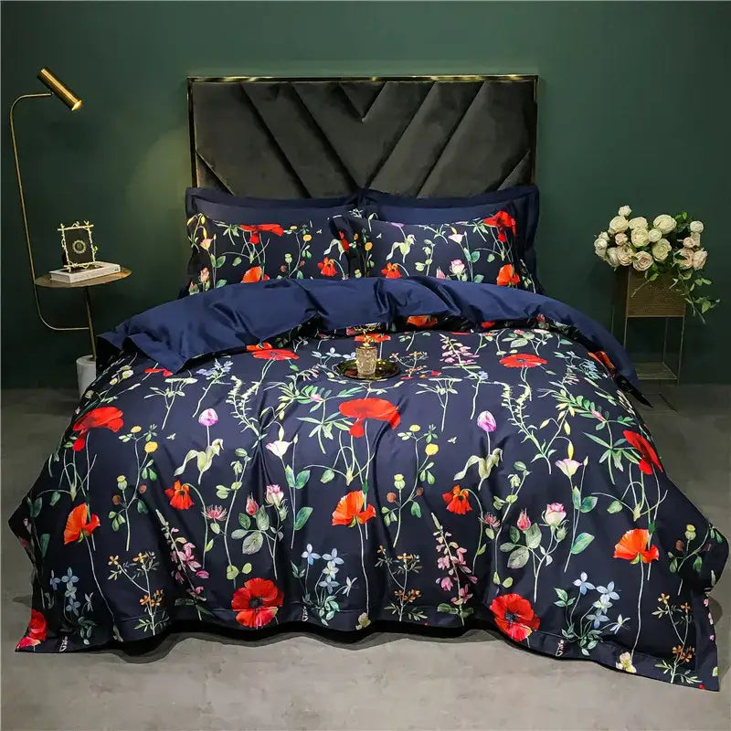 Sage green & cream bird floral 1400tc egyptian cotton bedding set bedroom