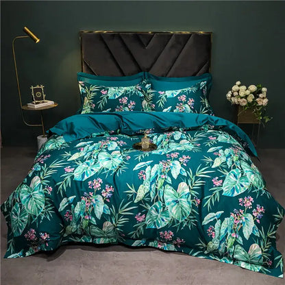 Sage green & cream bird floral 1400tc egyptian cotton bedding set bedroom