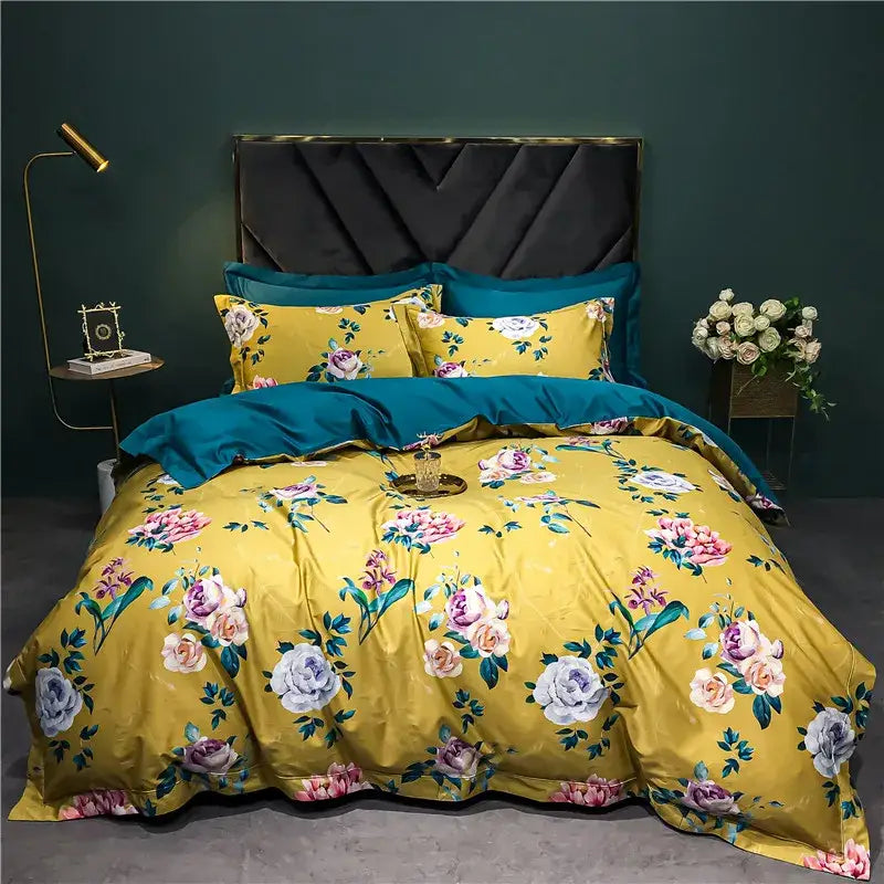 Sage green & cream bird floral 1400tc egyptian cotton bedding set bedroom