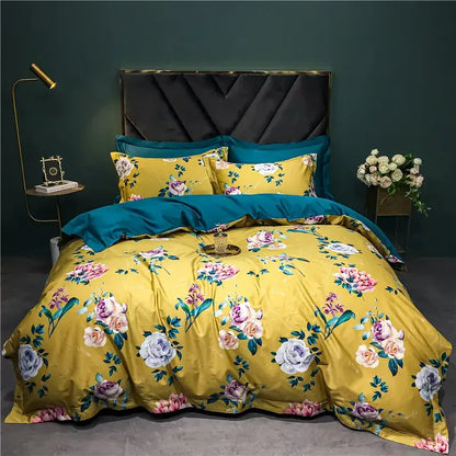 Sage green & cream bird floral 1400tc egyptian cotton bedding set bedroom