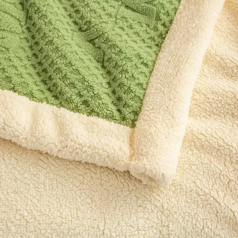 Sage green & cream cozy warmth velvet autumn sleep blanket bedroom