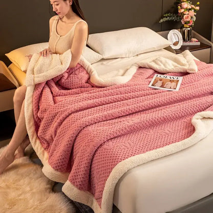 Sage green & cream cozy warmth velvet autumn sleep blanket bedroom