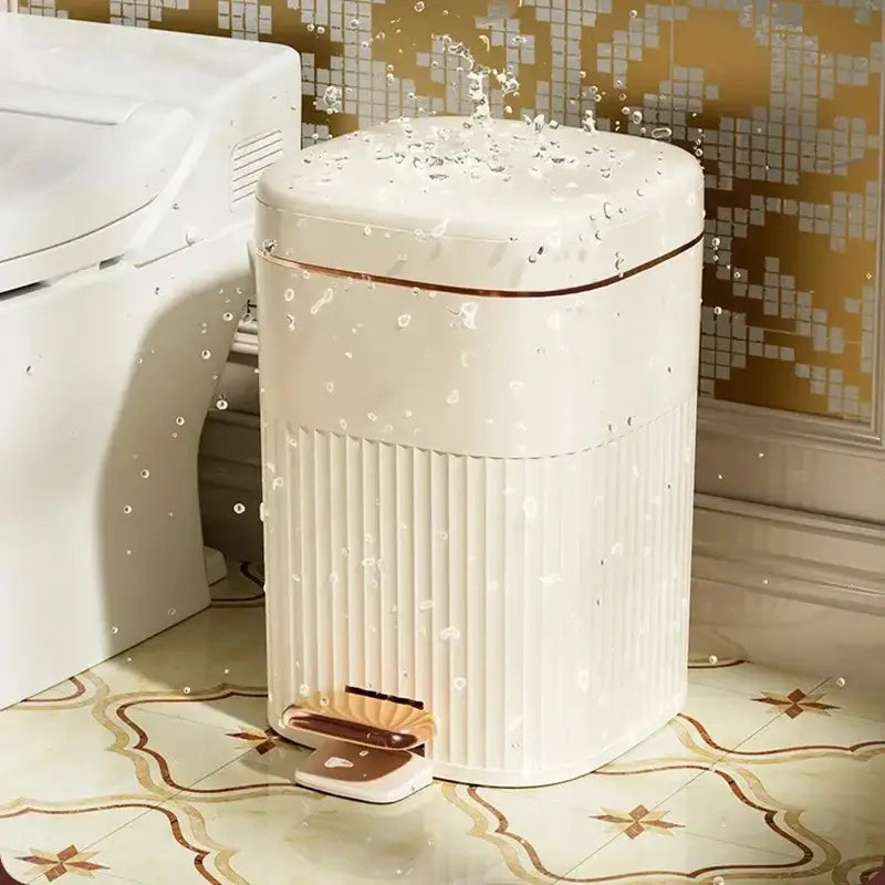 Sage green & cream light luxury pedal trash can kitchen bin