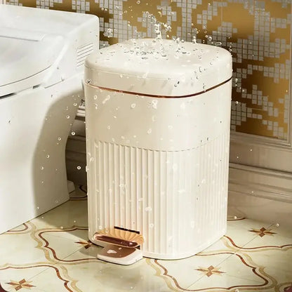 Sage green & cream light luxury pedal trash can kitchen bin