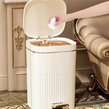 Sage green & cream light luxury pedal trash can kitchen bin