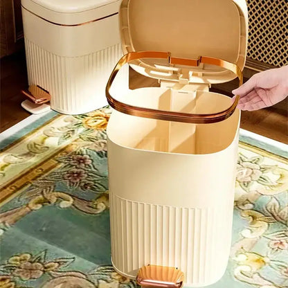 Sage green & cream light luxury pedal trash can kitchen bin