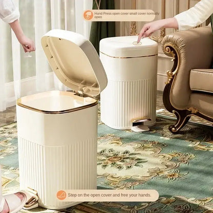 Sage green & cream light luxury pedal trash can kitchen bin