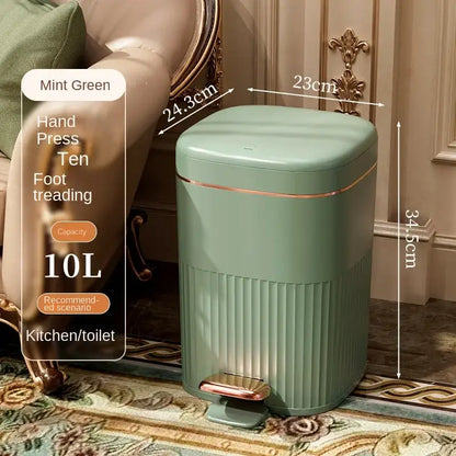 Sage green & cream light luxury pedal trash can kitchen bin