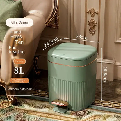 Sage green & cream light luxury pedal trash can kitchen bin