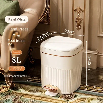 Sage green & cream light luxury pedal trash can kitchen bin