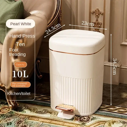 Sage green & cream light luxury pedal trash can kitchen bin